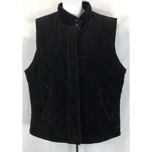 Vintage Comfort Zone Velvet Vest M/L BIK Zip Snap Pockets Mock Collar 90s Y2K